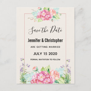 Postal De Invitación Ramo floral acuarela rosa moderno para salvar la f