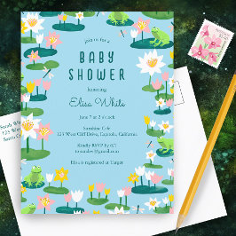 Postal De Invitación Ranas y Lily Pads Cute PERSONALIZADO BABY SHOWER