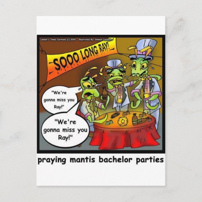 Postal De Invitación Rando Mantis Batchelor Fiesta Divertidos Regalos y (Anverso)