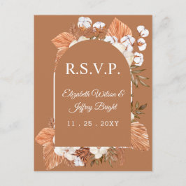 Postal De Invitación Rastic Terracotta Boho Pampas Arched RSVP