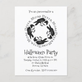 Postal De Invitación Raven Circle nunca más fiesta de Halloween