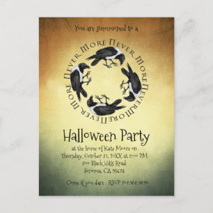 Postal De Invitación Ravens nunca más fiesta de Halloween