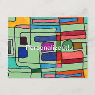 Postal De Invitación Rayas rectangulares calientes y frescas con acento