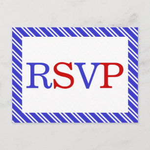 Postal De Invitación Rayas Rojo Azul Blanco RSVP