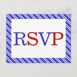 Postal De Invitación Rayas Rojo Azul Blanco RSVP