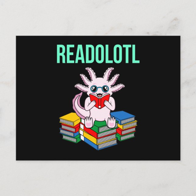 Postal De Invitación Readolotl Kawaii Animal Axolotl Lover Mascota Prop (Anverso)