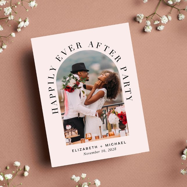 Postal De Invitación Recepción de Boda Foto Arco Elegante Rosa (Subido por el creador)