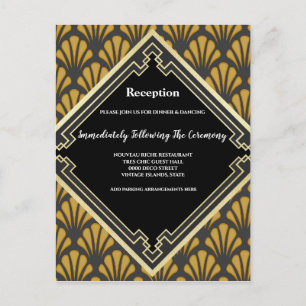 Postal De Invitación Recepción formal de gala Art Déco vintage en negro