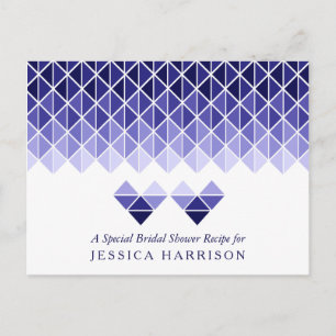 Postal De Invitación Receta Blue Geometric Love Hearts Bridal Shower