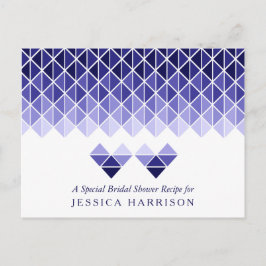 Postal De Invitación Receta Blue Geometric Love Hearts Bridal Shower