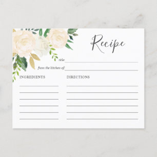 Postal De Invitación Receta de ducha de novia con flores blancas