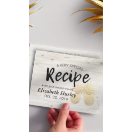 Postal De Invitación Receta de ducha de novia Dorado Piña Pareja Madera