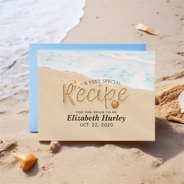 Postal De Invitación Receta de ducha de novia Verano Sandy Beach Starfi (Subido por el creador)