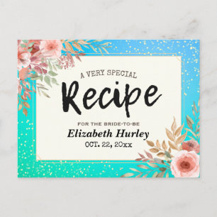 Postal De Invitación Receta de ducha de novias con sabor rosado Verde a