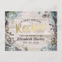 Postal De Invitación Receta de ducha nupcial Madera Rústica Botánica Fl