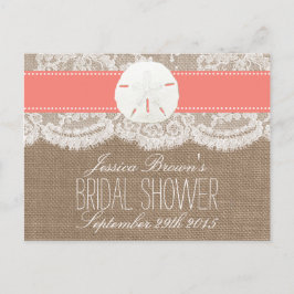 Postal De Invitación Recetas de la ducha de novia en la playa de arena 