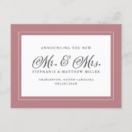 Postal De Invitación Recién Casados Huir Dusty Rose Rosa Elegante