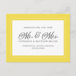 Postal De Invitación Recién Casados Huir Moderno Amarillo Blanco Elegan