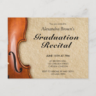 Postal De Invitación Recital de graduación de violinista músico clásico