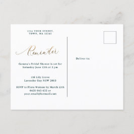 Postal De Invitación Recordatorio Gold Floral Forest Green RSVP