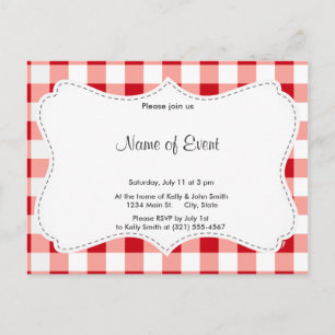 Postal De Invitación Red Gingham