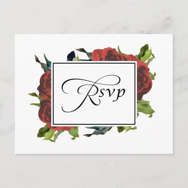 Postal De Invitación Red Rose Bouquet Wedding RSVP (Anverso)