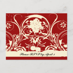 Postal De Invitación Red Shabby Chic RSVP