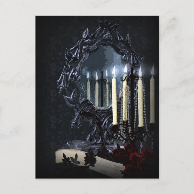 Postal De Invitación Reflexiones Gótica Fantasía Boda Ducha Invitati (Anverso)