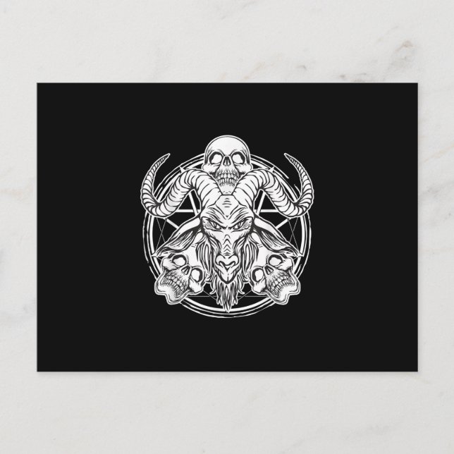 Postal De Invitación Regalo de Cabra Baphomet Calavera de Azúcar (Anverso)