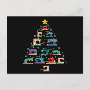Postal De Invitación Regalo de la máquina de coser Xmas Tree Quilter pa
