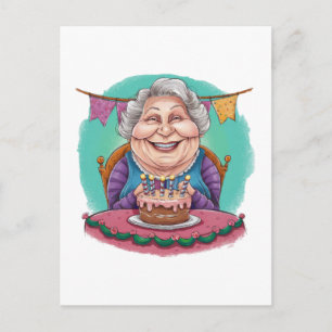Postal De Invitación Regalo de pastel de cumpleaños de abuela linda