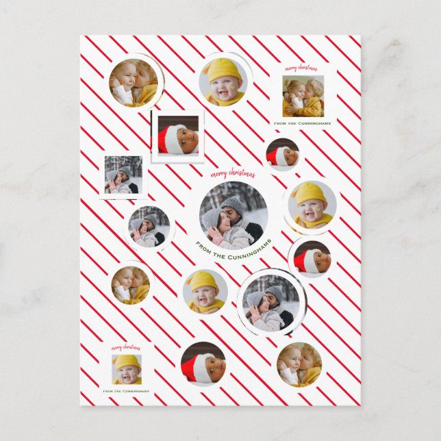 Postal De Invitación Regalo navideño de cuatro fotos 🎄 personalizado (Anverso)