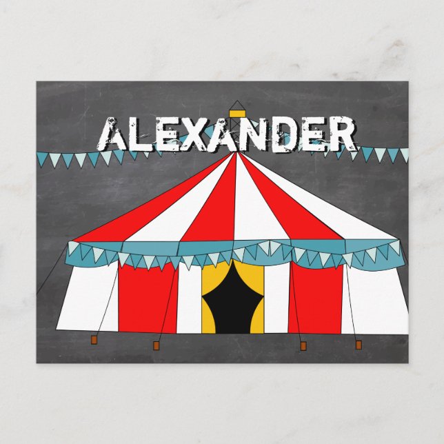 Postal De Invitación Regalos de Fiestas de circo (Anverso)