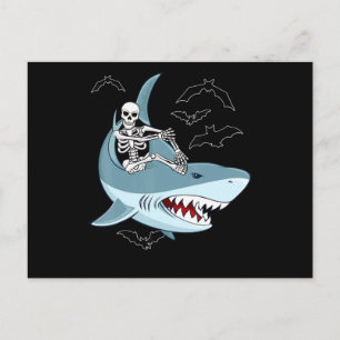 Postal De Invitación Regalos divertidos de tiburón montando esqueleto p