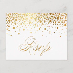 Postal De Invitación Relieve metalizado dorado falso Confetti Dots Wedd
