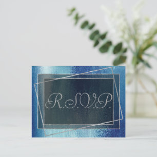 Postal De Invitación Relieve metalizado Glitzy Ice irlandés Blue Faux