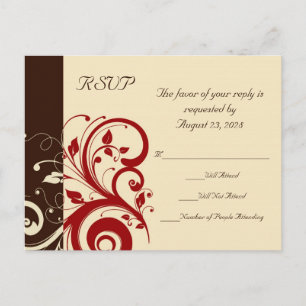 Postal De Invitación Remolino inverso marrón/crema/rojo