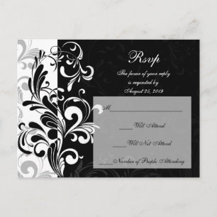 Postal De Invitación Remolino negro y blanco contemporáneo
