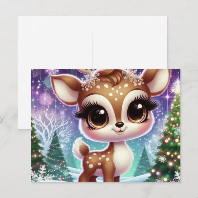 Postal De Invitación Renito Bebé Destello de Copo de Nieve (Anverso / Reverso)