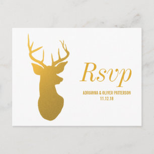 Postal De Invitación Reno/asta rústicos del oro que casa RSVP