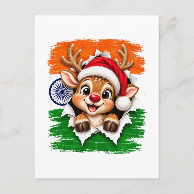 Postal De Invitación Reno de Navidad indio (Anverso)
