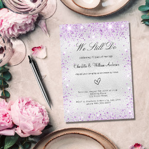 Postal De Invitación Renovación de la promesa violeta de plata boda