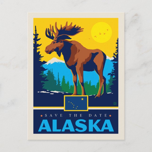 Postal De Invitación Reserva la fecha | Alaska (Anverso)