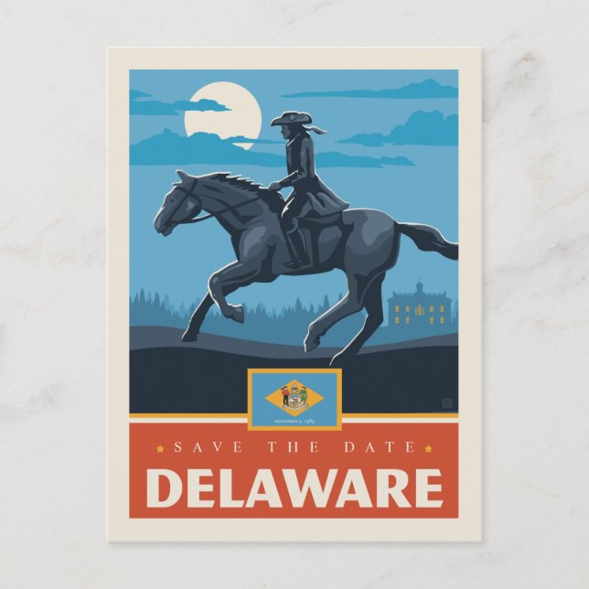 Postal De Invitación Reserva la fecha | Delaware (Anverso)