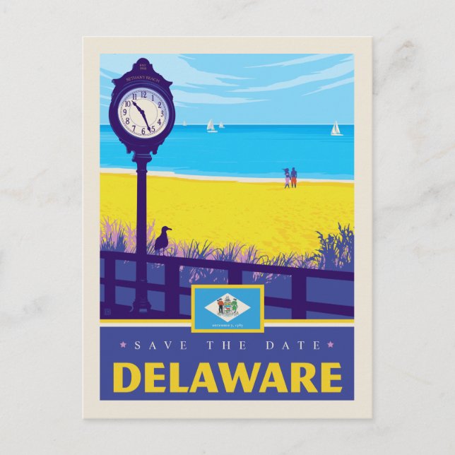 Postal De Invitación Reserva la fecha | Delaware 2 (Anverso)