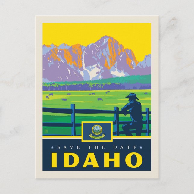 Postal De Invitación Reserva la fecha | Idaho (Anverso)