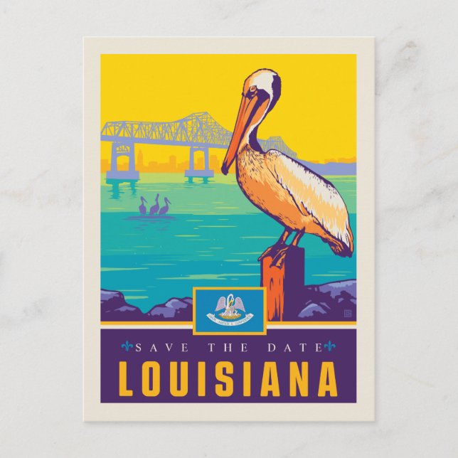 Postal De Invitación Reserva la fecha | Louisiana (Anverso)