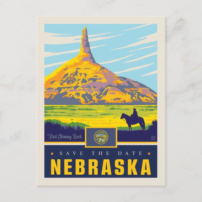 Postal De Invitación Reserva la fecha | Nebraska (Anverso)
