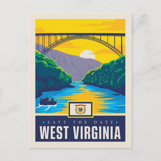 Postal De Invitación Reserva la fecha | West Virginia (Anverso)