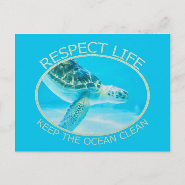 Postal De Invitación Respetar la vida, mantener limpio el océano (Anverso)